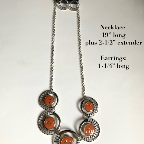 NWT Orange and Silver Necklace - Picture 2 of 12